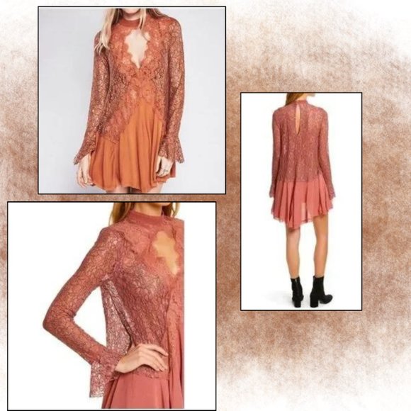 Free People Tell Tale Lace Tunic Dress Size Small Petite - Picture 2 of 11
